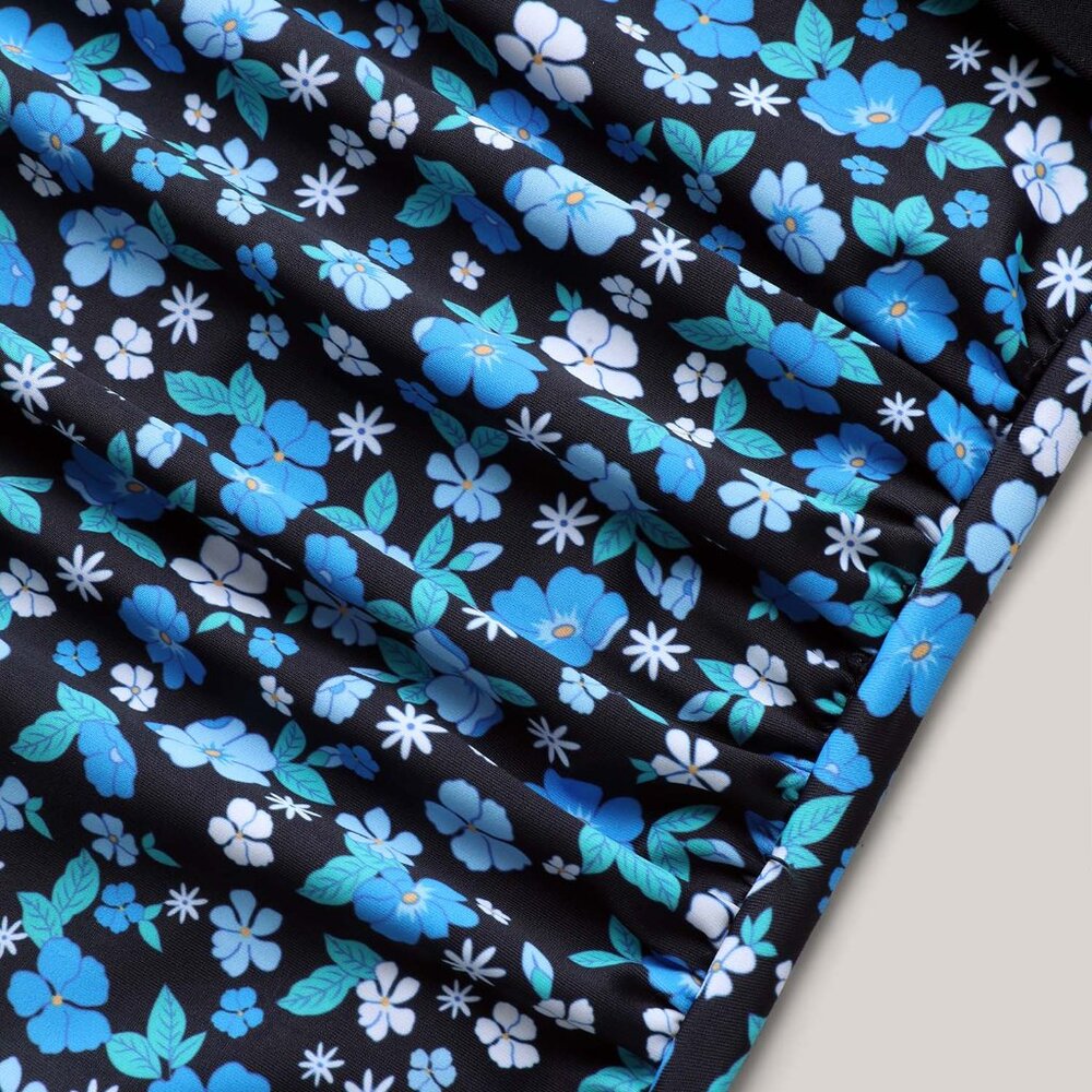 BloomChic 3X (22–24) Black Blue Floral Twist Tummy Cntrl One-Piece Swimsuit NWT - Picture 7 of 10